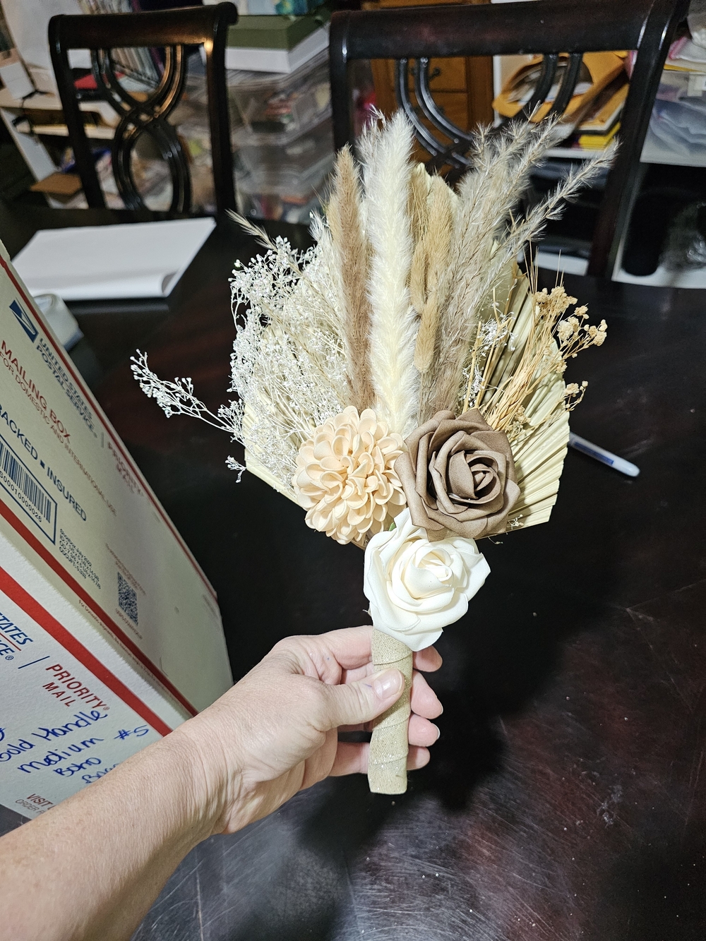 Boho Neutral Toned Dried Floral Bridesmaid  Bouquet 5